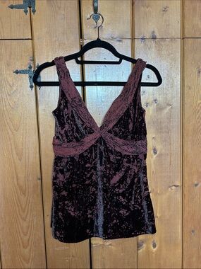 Elie Tahari Burnt Plum Velvet Tank Top